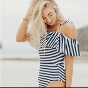 Albion Fit Striped Wave Swimsuit